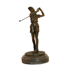 Esportes Estátua de Bronze de Golfe Feminino Jogador Decoração Escultura De Bronze Tpy-784